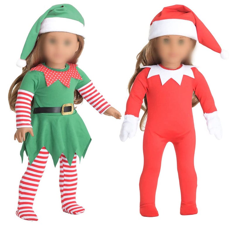 sweet dolly 18 inch Christmas Doll Clothes 18 inch Christmas Elf Clothing Costume Santas Little Helper Outfit for 18 inch Doll - Image 2