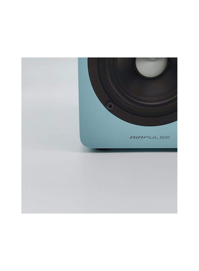 AIRPULSE سماعة الكتب النشطة Airpulse A80 بتصميم خشبي بلون تيفاني الأزرق - Image 3