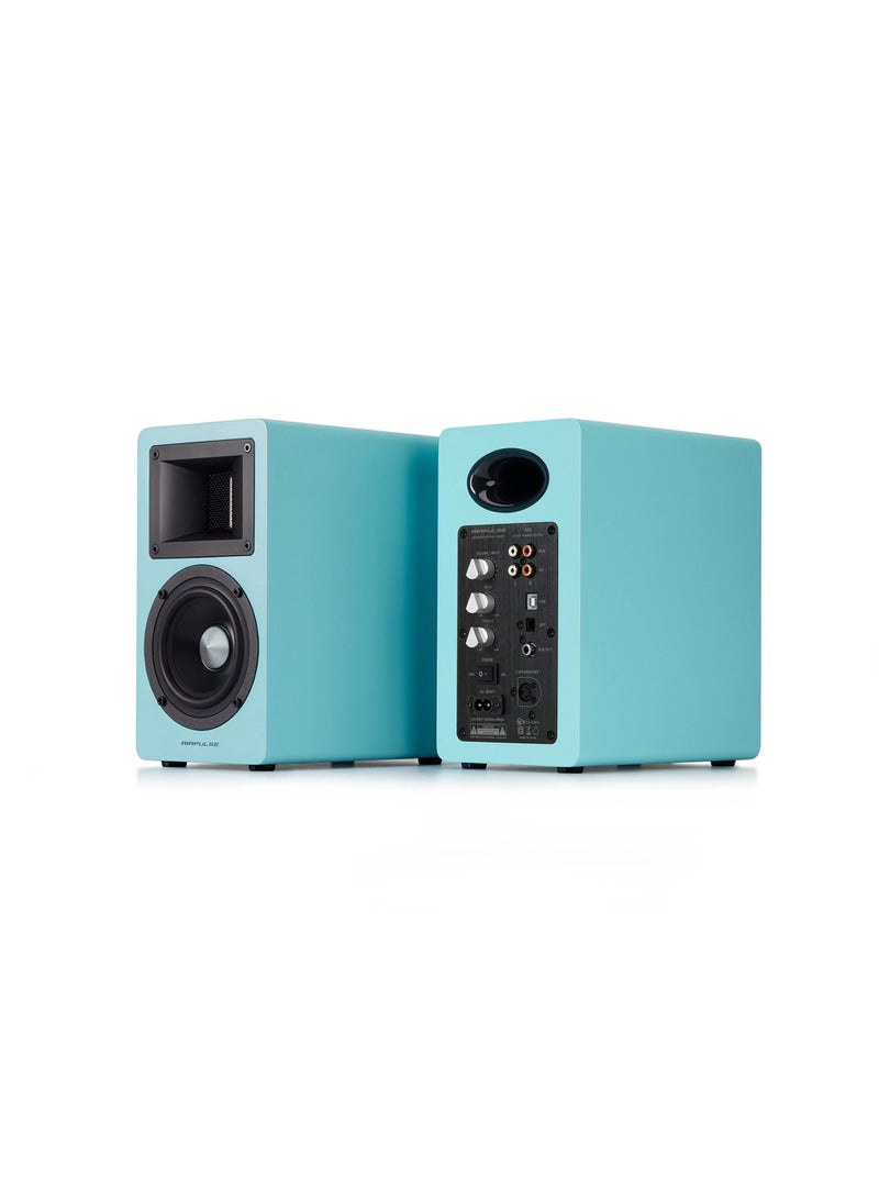 AIRPULSE سماعة الكتب النشطة Airpulse A80 بتصميم خشبي بلون تيفاني الأزرق - Image 4