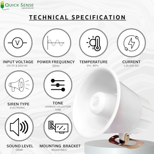 Quick Sense QS-H6 High-Power Electronic Siren | 118 dB ± 2 dB Ultra Loud Alarm | 220V AC Volatge Operating Hooter | Outdoor Spray-Proof Security Siren | Industrial & Warehouse Alert System - Image 2