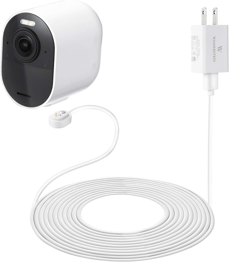 Wasserstein 25ft/7.6m Weatherproof Charging Cable with Quick Charge Adapter Compatible with Arlo Pro 3/4/5s (White) (Not Compatible with Arlo Essential Spotlight) - Image 1