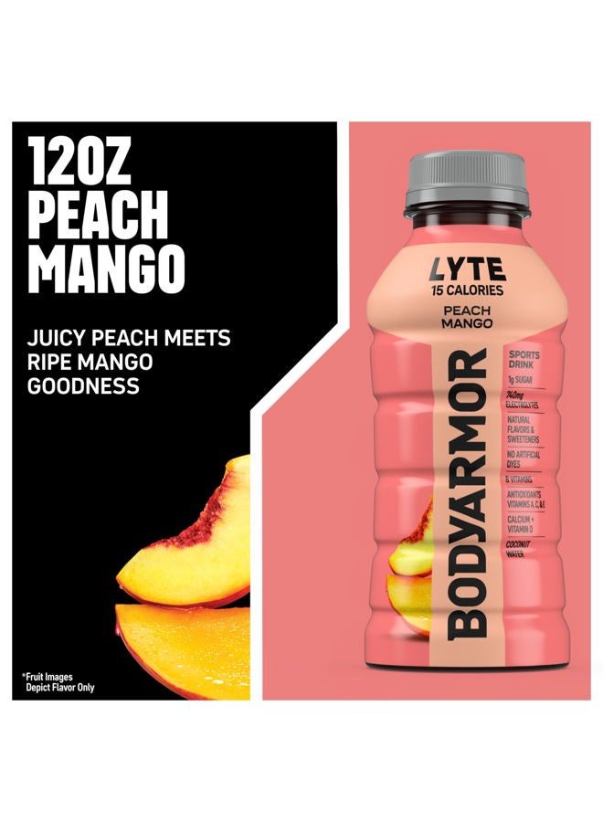 BODYARMOR مشروب رياضي LYTE منخفض السعرات الحرارية، خوخ مانجو، ماء جوز الهند للترطيب، نكهات طبيعية مع فيتامينات، إلكتروليتات غنية بالبوتاسيوم، مثالي للرياضيين، 12 أونصة سائلة (عبوة من 8)  - Image 3