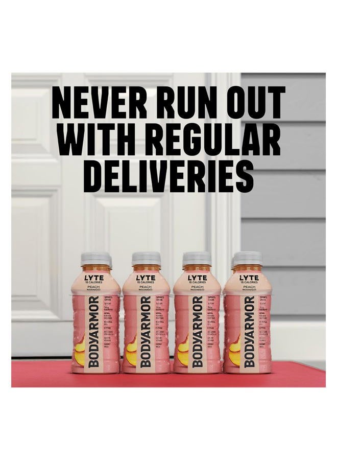 BODYARMOR مشروب رياضي LYTE منخفض السعرات الحرارية، خوخ مانجو، ماء جوز الهند للترطيب، نكهات طبيعية مع فيتامينات، إلكتروليتات غنية بالبوتاسيوم، مثالي للرياضيين، 12 أونصة سائلة (عبوة من 8)  - Image 5