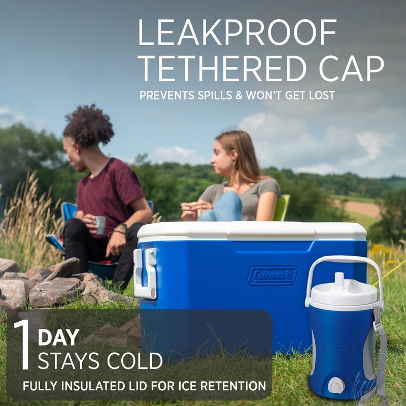 كولمان جهاز تبريد الزجاجات Coleman Performance Jug Cooler، سعة 3.8 لتر، صندوق ثلج صغير، موزع مياه باردة، حاوية ثلج للمشروبات - Image 3