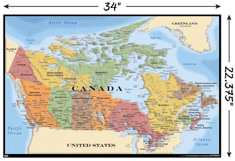 Trends International Map-Canada Wall Poster, 22.375" x 34", No Frame, Poster & Mount Bundle for Kids Room - Image 3