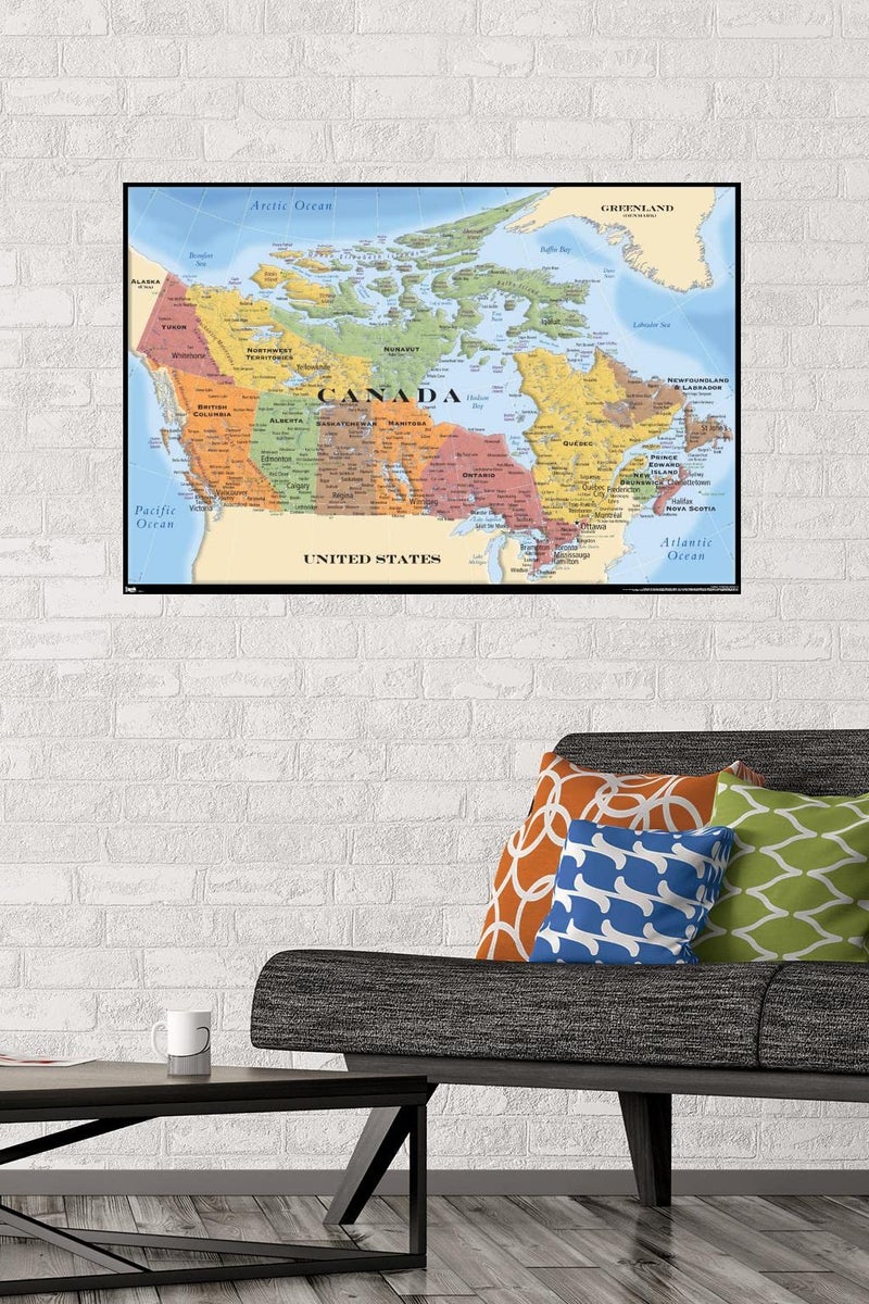 Trends International Map-Canada Wall Poster, 22.375" x 34", No Frame, Poster & Mount Bundle for Kids Room - Image 2