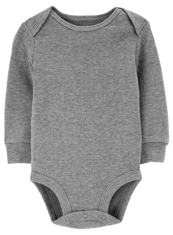Simple Joys by Carter's Unisex Babies' Long-Sleeve Thermal Bodysuits, Pack of 4, Beige/Dark Grey/Grey/Ivory, 24 Months - Image 2