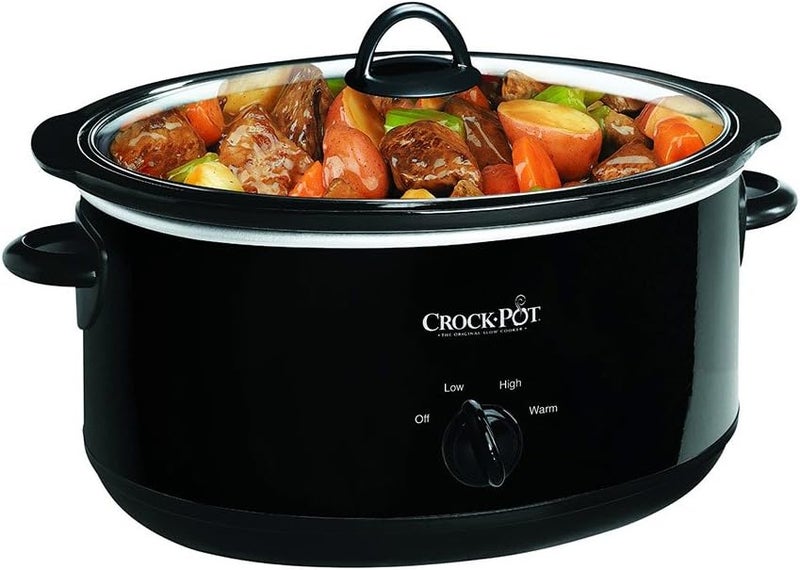 كروك بوت Crock-Pot SCV800-B، قدر طهي بطيء بسعة 8 لترات، على شكل بيضاوي، لون أسود - Image 1