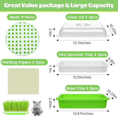 Legigo 2 Pack Seed Sprouter Trays with Lids- Soil-Free Cultivation Germination Tray, BPA Free Micro Greens Growing Trays Seed Sprouting Trays Kit with Germinating Paper for Wheatgrass, Beans and More - Image 2