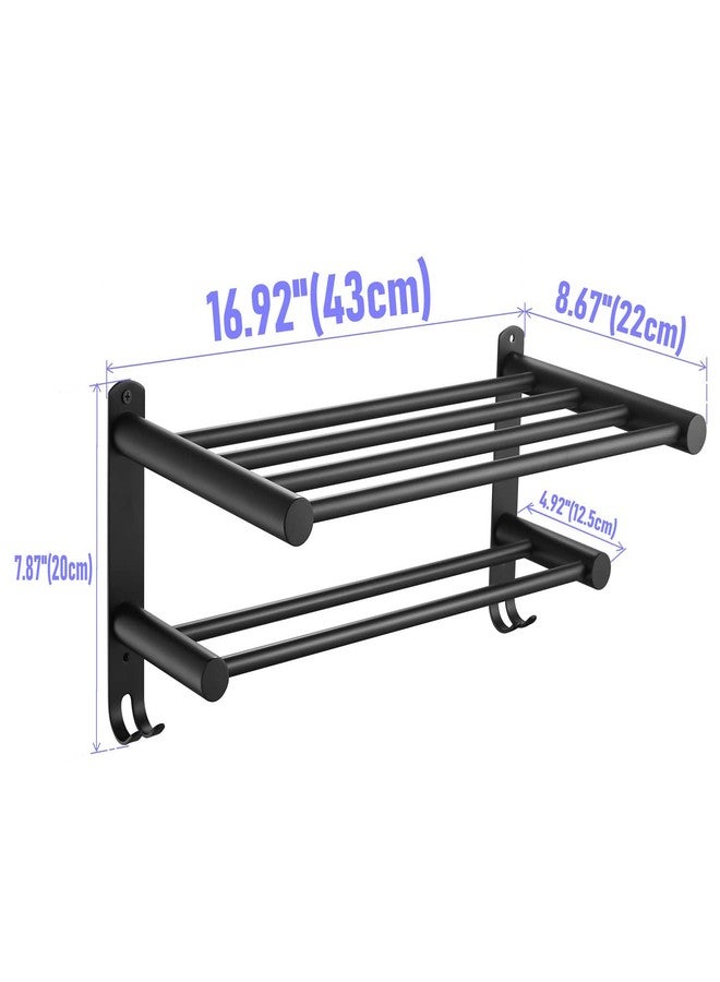 Leekayer Bathroom Towel Rack Double Layer, Black 40cm Stainless Steel Bathroom Towel Rack Wall Screw Installation 15.74 inches - Image 2