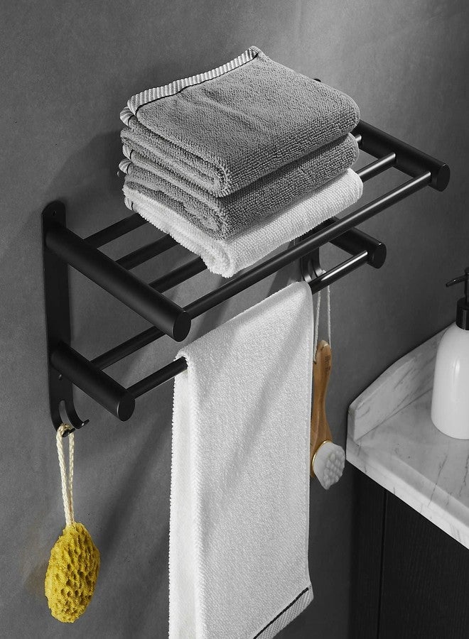 Leekayer Bathroom Towel Rack Double Layer, Black 40cm Stainless Steel Bathroom Towel Rack Wall Screw Installation 15.74 inches - Image 3