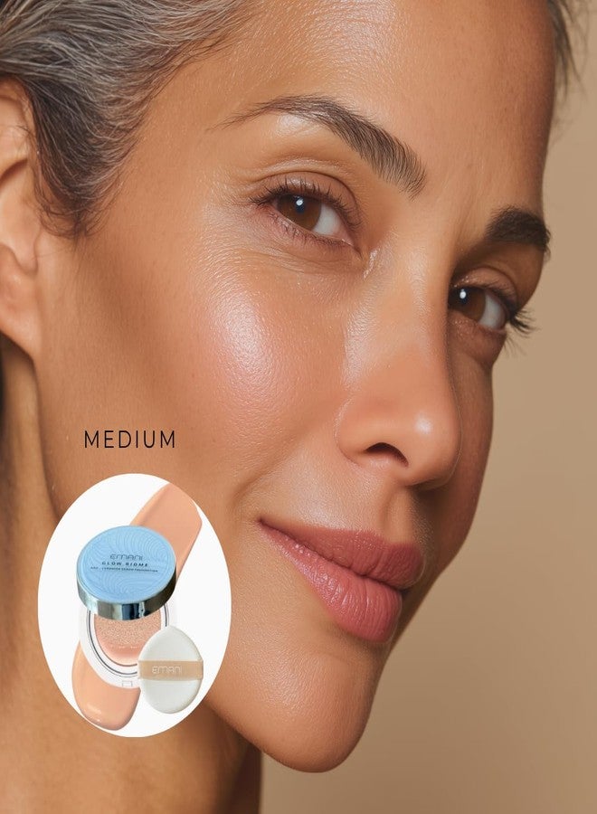 Emani Glow Biome NAD+ Serum Foundation for Sensitive Skin, Lightweight Skin-Like Coverage, With Vitamin C, Peptides, Ceramides, Avocado Oil, Refillable Compact, 0.63 fl oz, Medium Glow - Image 3
