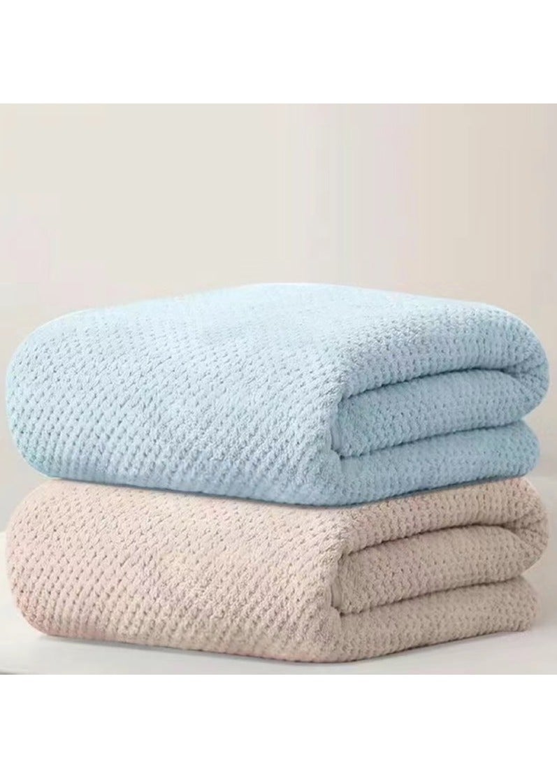 Microfiber Bath Towels, 90 x 170 cm, Set of 2, Super Soft, Highly Absorbent, Quick-Dry, Multipurpose Use Towel (Light Blue + Khaki) - Image 1