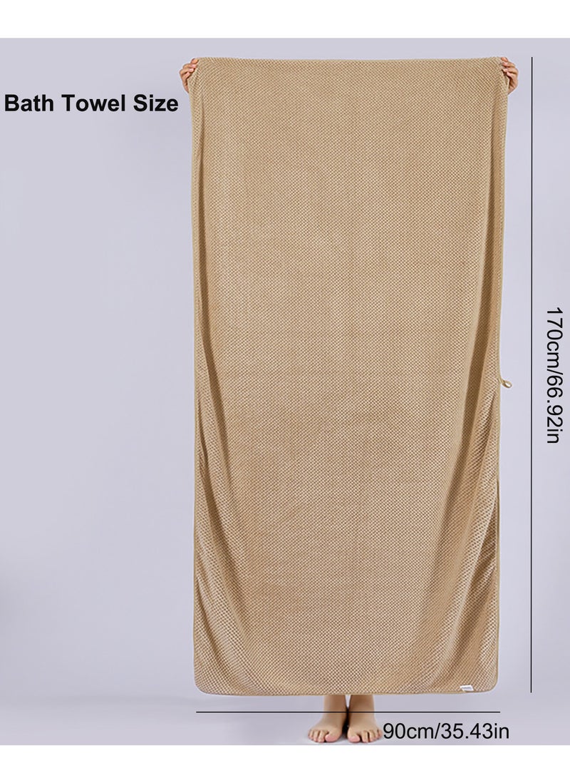 Microfiber Bath Towels, 90 x 170 cm, Set of 2, Super Soft, Highly Absorbent, Quick-Dry, Multipurpose Use Towel (Light Blue + Khaki) - Image 2