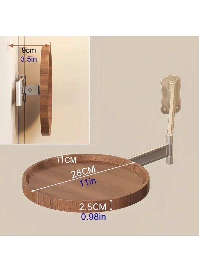 general Wall-Mounted Folding Round Tray Table, Space-Saving Flip-Down Desk, Extendable Wall Nightstand, Compact Foldable Dining Table for Bedroom, Living Room & Study - Image 3