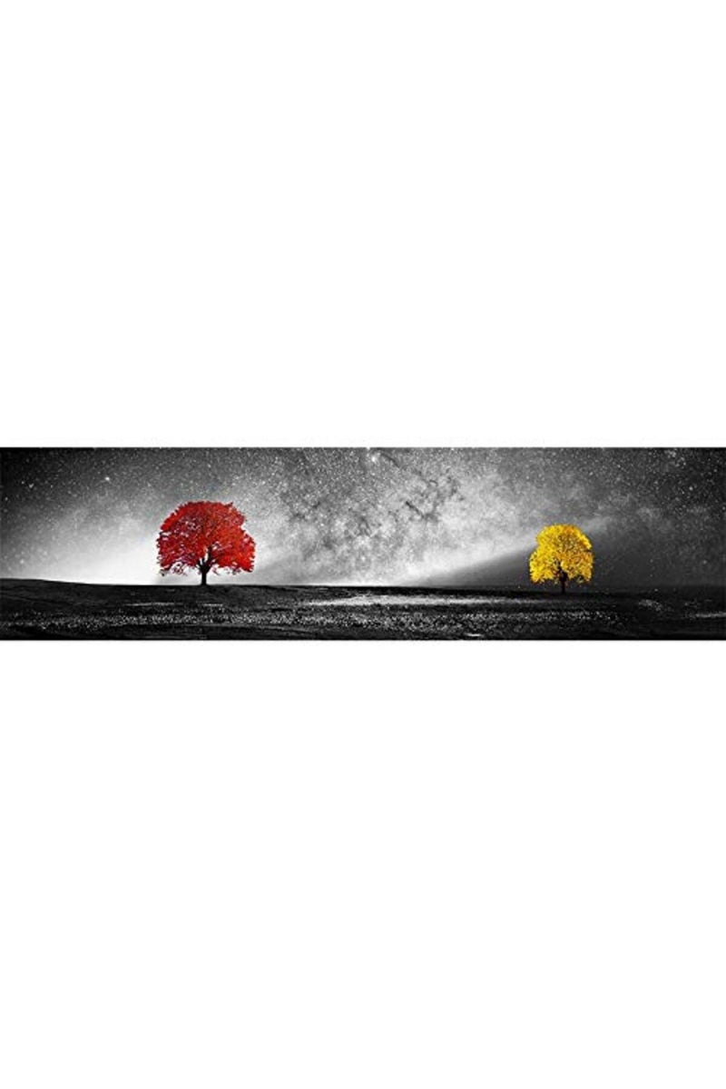 Modern Wall Art Pictures Yellow And Red Tree Landscape Canvas Painting Posters Prints Panorama Pictures For Home Decor 40x120cm(16x48in) Frameless - Image 5