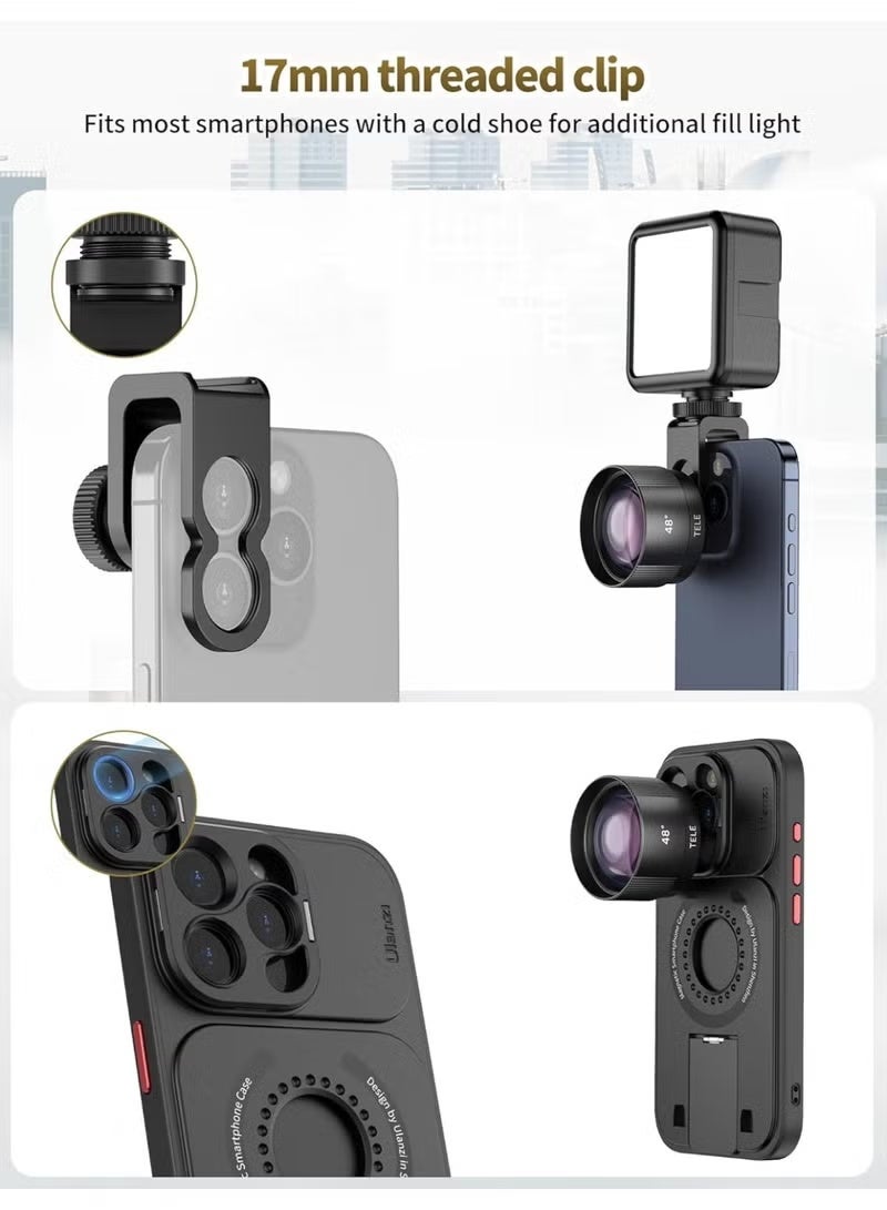 يولانزي اولانزي عدسة ماكرو للهاتف CL-003، عدسة كاميرا جوال HD 75 ملم لسن 17 ملم، متوافقة مع حافظة جوال ايفون وسامسونج مع محول 17 ملم - Image 5