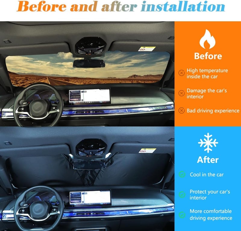 JONKOKO Windshield Sunshade Car Foldable UV Ray Reflector Compatible with BMW 7 Series G70 2023 2024 UV Rays Sun Visor Protector,Car Sun Shade Accessories - Image 2