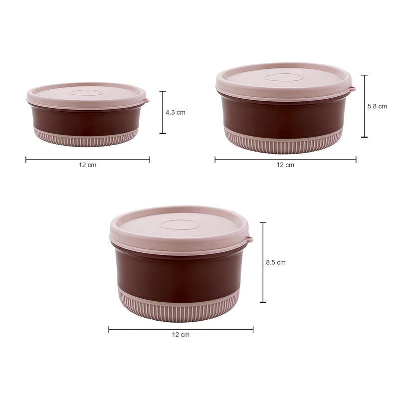 JOYO JOYO Foodway Omega Lunch Box with Zipper Pouch, 100% Leak Proof, 3 Stainless Steel Containers with BPA Free Airtight Lids (250ML, 375 ML, 525 ML) - (Brown)  - Image 2