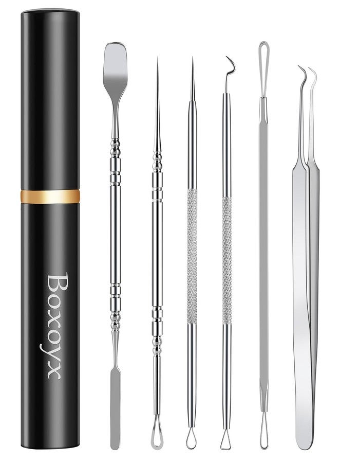 Boxoyx Pimple Popper Tool Kit - Boxoyx 6 Pcs Pore Prep Blackhead Remover Comedone Extractor Kit with Box for Quick and Easy Removal of Pimples, Blackheads, Zit Removing, Forehead,Facial and Nose (Silver) - Image 1