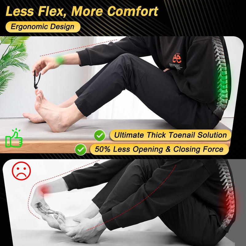 Kingfun Toenail Clippers for Thick Toenails, Kingfun Ingrown Toe Nail Clippers for Thick Nails for Seniors, Heavy Duty Toe Nail Clippers for Men, Angled Head Large Toenail Clippers for Seniors 5Pcs - Image 2