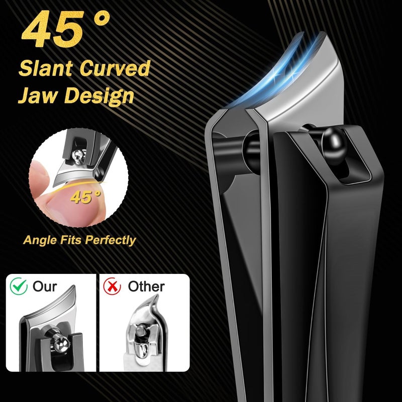 Kingfun Toenail Clippers for Thick Toenails, Kingfun Ingrown Toe Nail Clippers for Thick Nails for Seniors, Heavy Duty Toe Nail Clippers for Men, Angled Head Large Toenail Clippers for Seniors 5Pcs - Image 4