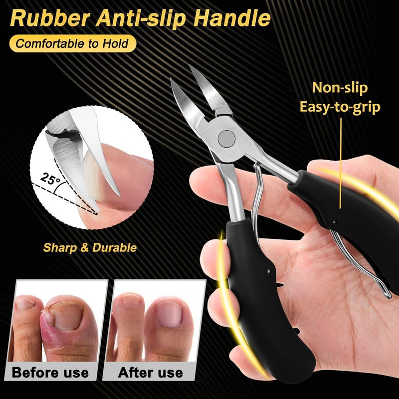 Kingfun Toenail Clippers for Thick Toenails, Kingfun Ingrown Toe Nail Clippers for Thick Nails for Seniors, Heavy Duty Toe Nail Clippers for Men, Angled Head Large Toenail Clippers for Seniors 5Pcs - Image 5