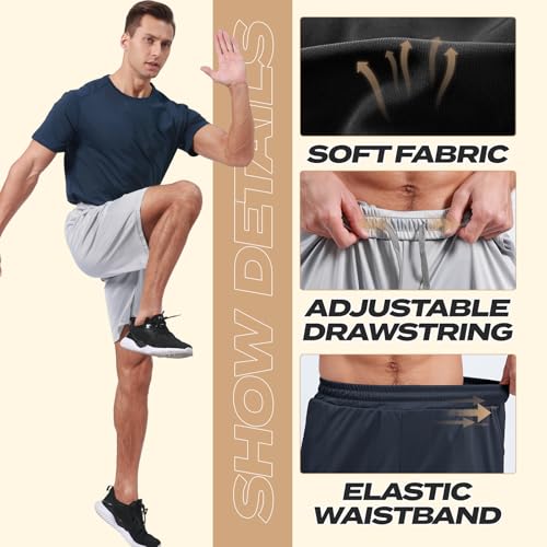 BOOJO 7 Pack Athletic Gym Mens Shorts - Workout Black Quick Dry Basketball Shorts with Pockets for Running Casual Activewear - Image 2