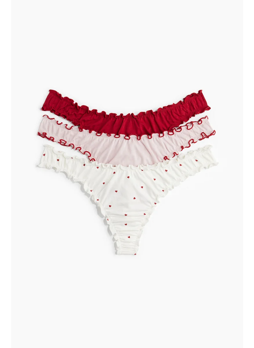 H&M 3-Pack Overlock-Detail Thong Briefs