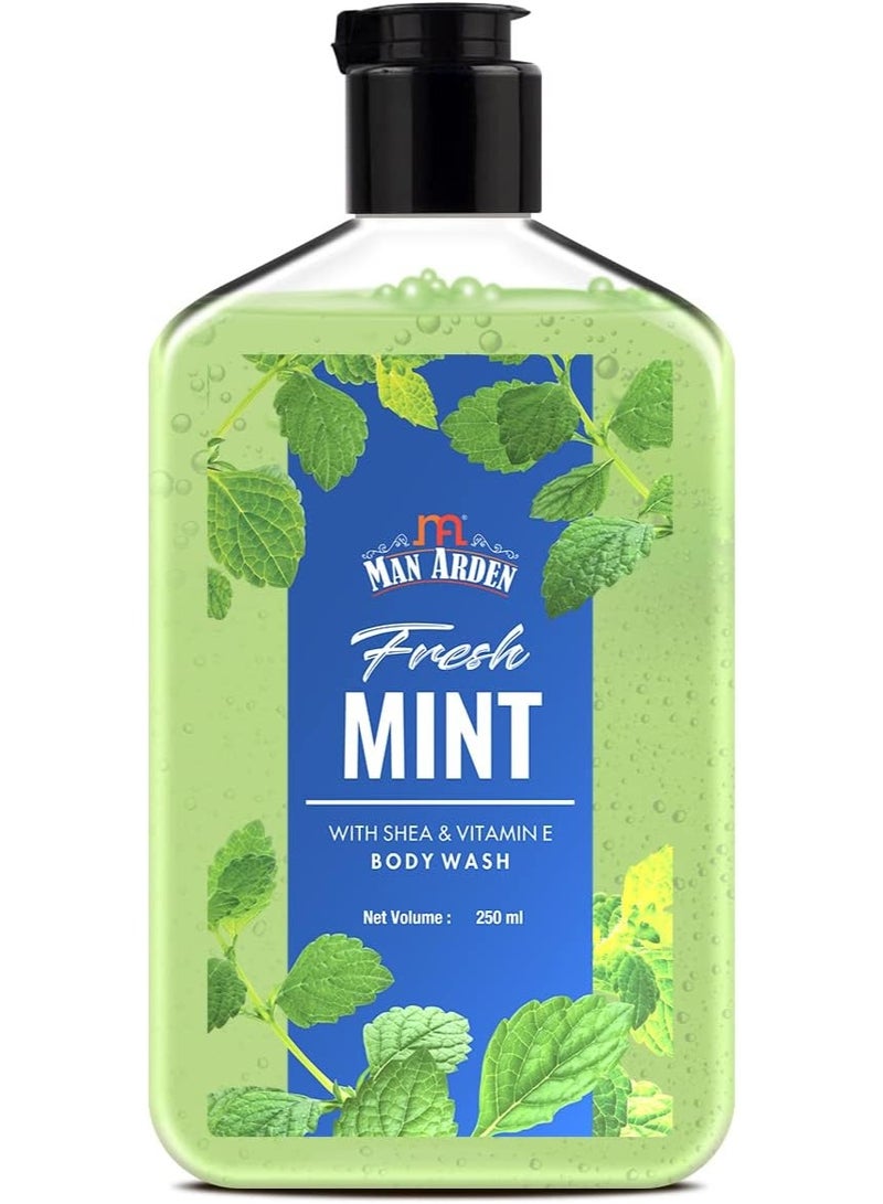 Man Arden غسول الجسم الفاخر بالنعناع الطازج مع زبدة الشيا وفيتامين E، 250 مل