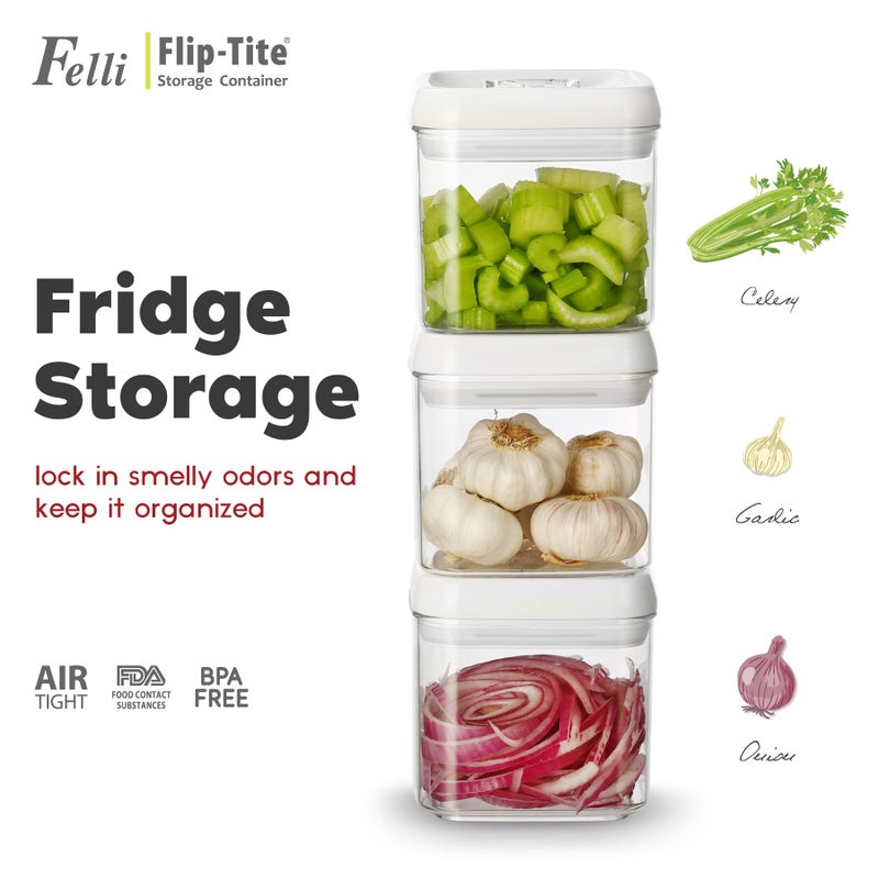 Felli Flip Tite Food Storage Container 5" LARGE Size Airtight Lid Lock Top, Stackable Kitchen Canister for Space Saving, Pantry Fridge Cupboard Organizer, Spice Seasoning Pet Treats Snack (1.1 qt) - Image 5