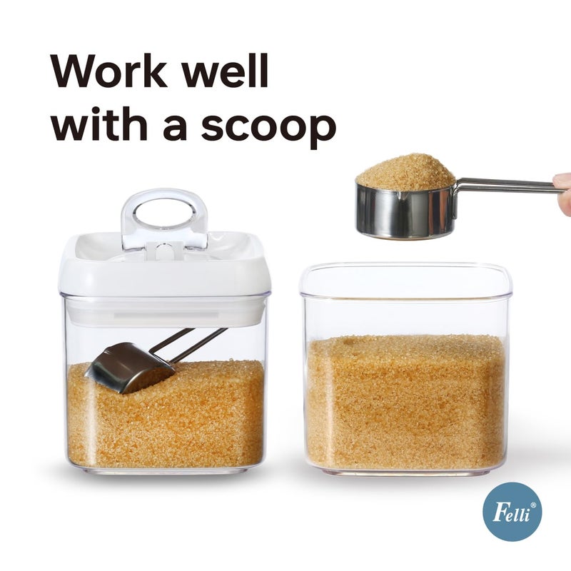 Felli Flip Tite Food Storage Container 5" LARGE Size Airtight Lid Lock Top, Stackable Kitchen Canister for Space Saving, Pantry Fridge Cupboard Organizer, Spice Seasoning Pet Treats Snack (1.1 qt) - Image 3