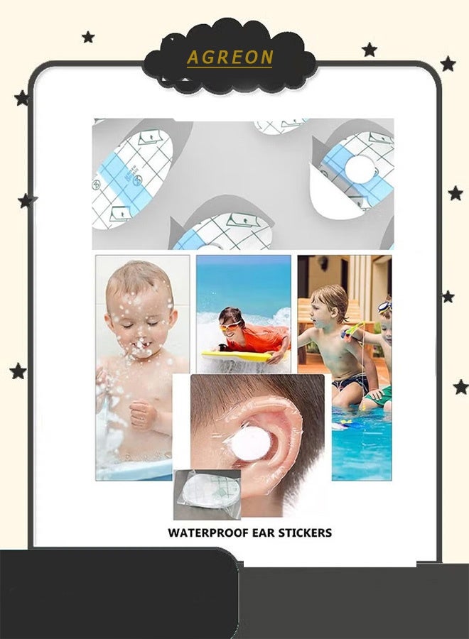 أجريون ستيكرات لاصقة مقاومة للماء واقية للاذن للاستعمالواحدة للاستحمام والسباحة وركوب الامواج والغوص وغيرها من الرياضات المائية ملائمة للاطفال والرضع من 100 قطعة - Image 3