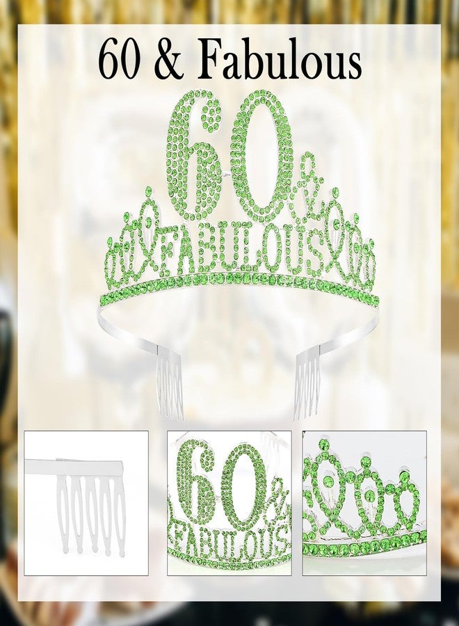 هابدو زينة عيد ميلاد هابدو الستين للنساء، طقم وشاح وتاج عيد ميلاد الستين للنساء، هدايا ومستلزمات حفلات رائعة بمناسبة بلوغ الستين، أخضر - Image 4