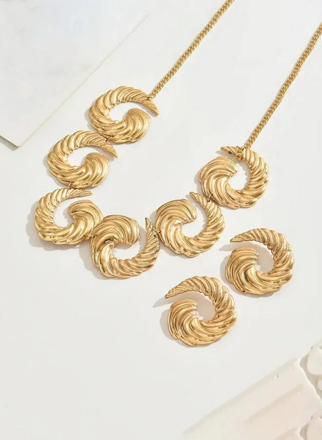 Take Two Take Two Textured Statement Necklace and Earrings Jewelry Set