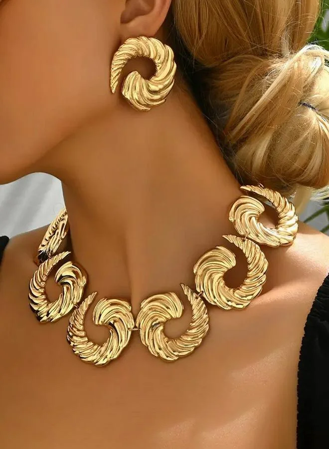 Take Two Take Two Textured Statement Necklace and Earrings Jewelry Set