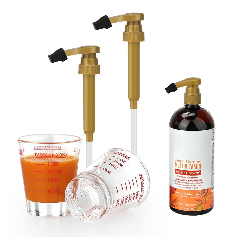 Aieve Shot Glass Set Compatible with MaryRuth's Liquid Multivitamin, Measuring Cups With Ounce Pump Dispenser for Mary Ruth Multivitamin Hair Growth - Image 1