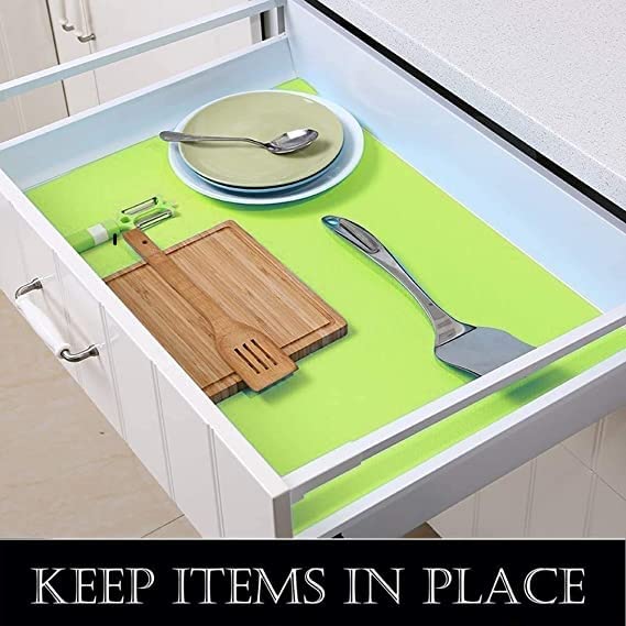 ElastPro (45 cm X 3 m X Pack of 3) Green EVA Food Grade Washable Anti Slip Mat/Sheet for Fridge, Shelf Liner, Table, Kitchen Drawer mat (Diamond Texture, Green) - Image 3