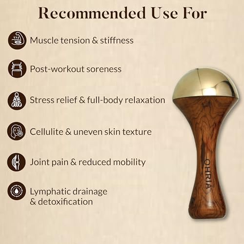 Ohria Ayurveda Kansa Body Massage Wand with Teakwood Handle | Handcrafted Copper & Tin Alloy Tool for Stress Relief, Joint Mobility, Muscle Relaxation, Skin Glow & Ayurvedic Body Massage - Image 2