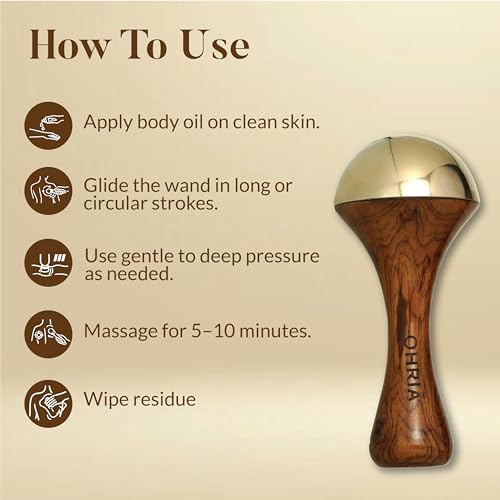 Ohria Ayurveda Kansa Body Massage Wand with Teakwood Handle | Handcrafted Copper & Tin Alloy Tool for Stress Relief, Joint Mobility, Muscle Relaxation, Skin Glow & Ayurvedic Body Massage - Image 5
