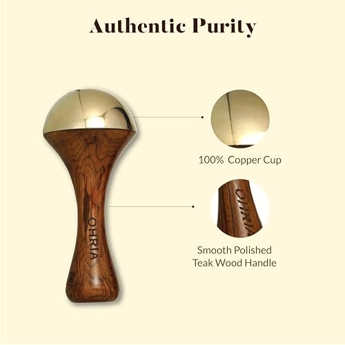 Ohria Ayurveda Kansa Body Massage Wand with Teakwood Handle | Handcrafted Copper & Tin Alloy Tool for Stress Relief, Joint Mobility, Muscle Relaxation, Skin Glow & Ayurvedic Body Massage - Image 4