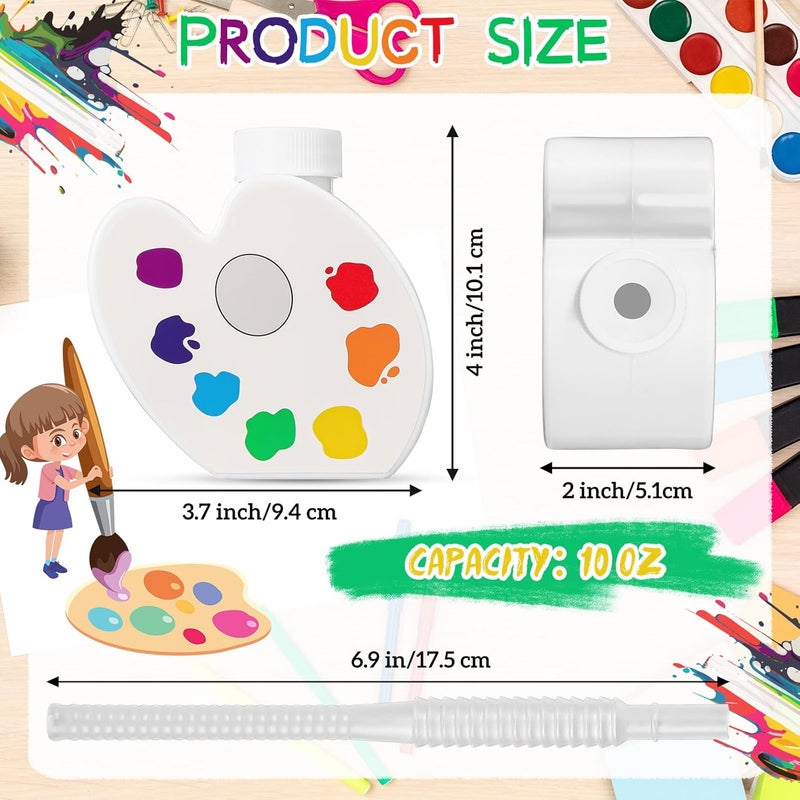 Sratte 24 Pieces Art Themed Party Supplies Paint Party Gift Favor 10 oz Plastic Palette Shape Cups with Straws and Lids Bulk for Birthday Baby Shower - Image 2