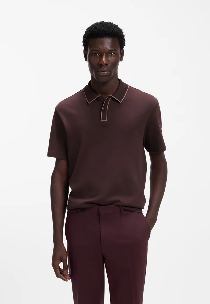 HUGO Cotton-jersey polo shirt with contrast trims