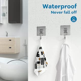 H H CREATION Metal Self Adhesive Heavy Duty Waterproof Transparent Sticky Wall Hooks for Hanging 10KG Max6 Piece Set - Image 4