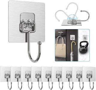 H H CREATION Metal Self Adhesive Heavy Duty Waterproof Transparent Sticky Wall Hooks for Hanging 10KG Max6 Piece Set - Image 1