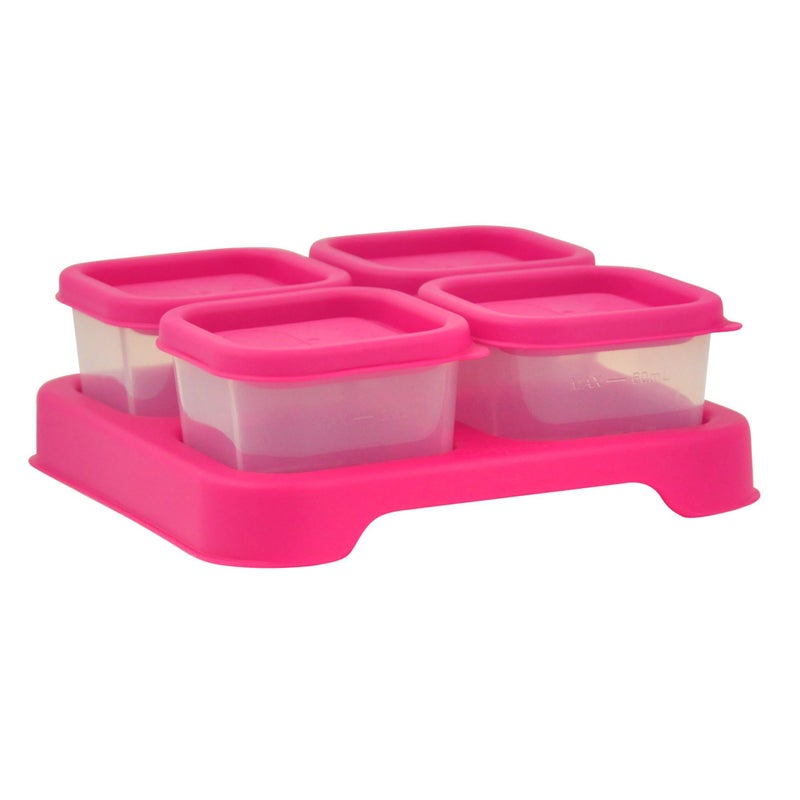 green sprouts Fresh Baby Food Unbreakable Cubes 2oz4pk Store Carry Serve Homemade Baby Food Lid Provides LeakProof Seal Made from Safer Plastic Embossed with Measurements Pink