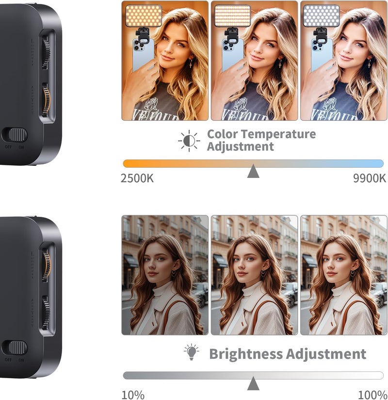 TONEOF 96LED Phone Light with Soft Diffuser, Rechargeable Camera Light with Cold Shoe and Clip, Multiple Color, Built-in Stand for Support, Portable Selfie Lamp for Phone/Tablet/Laptop/Camera - Image 2