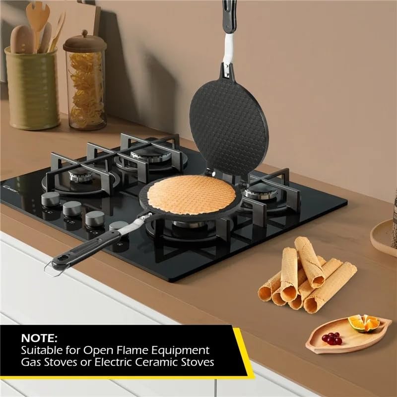 THW® Double Side Waffle Maker, Pancake Crispy Cone Omelet Plates Mold for Waffle Cups, Ice Cream Cone Maker, for Home Kitchen Restaurant Snack Stand Cake Shop (GAS STOVE ONLY) - Image 3