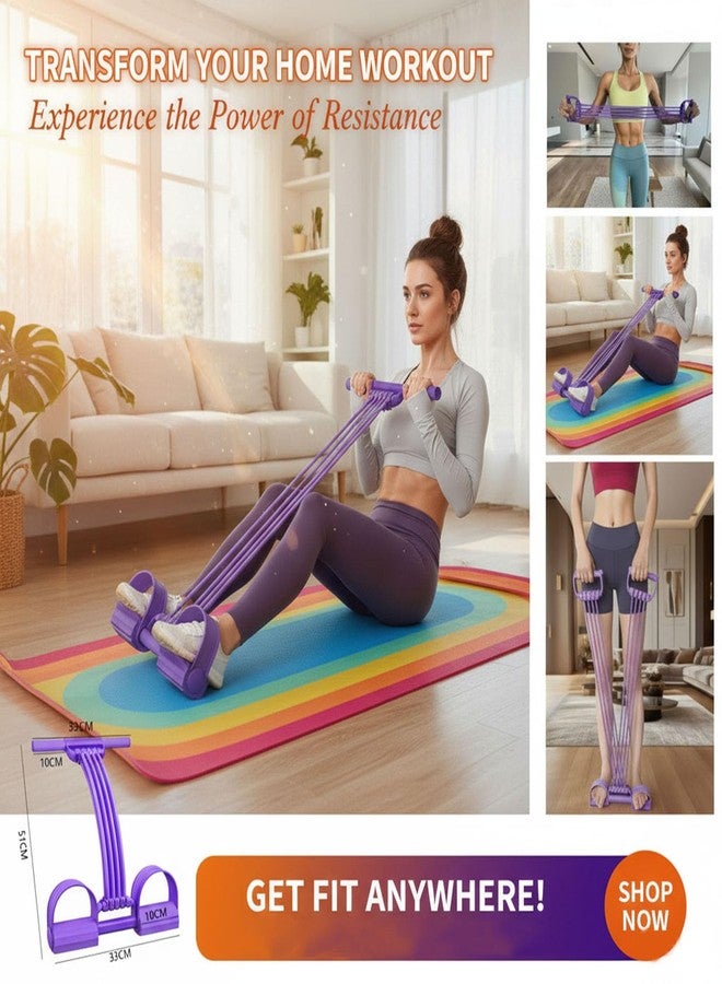 Luzly Pedal Resistance Band with Handle 8 Tube 3-in-1 Adjustable Resistance Band with 8 Levels & Foot Pedals, Sit Up Exercise Equipment,Multifunctional Fitness Band for Legs, Arms, Abs, Butt Workout at Home - Image 4