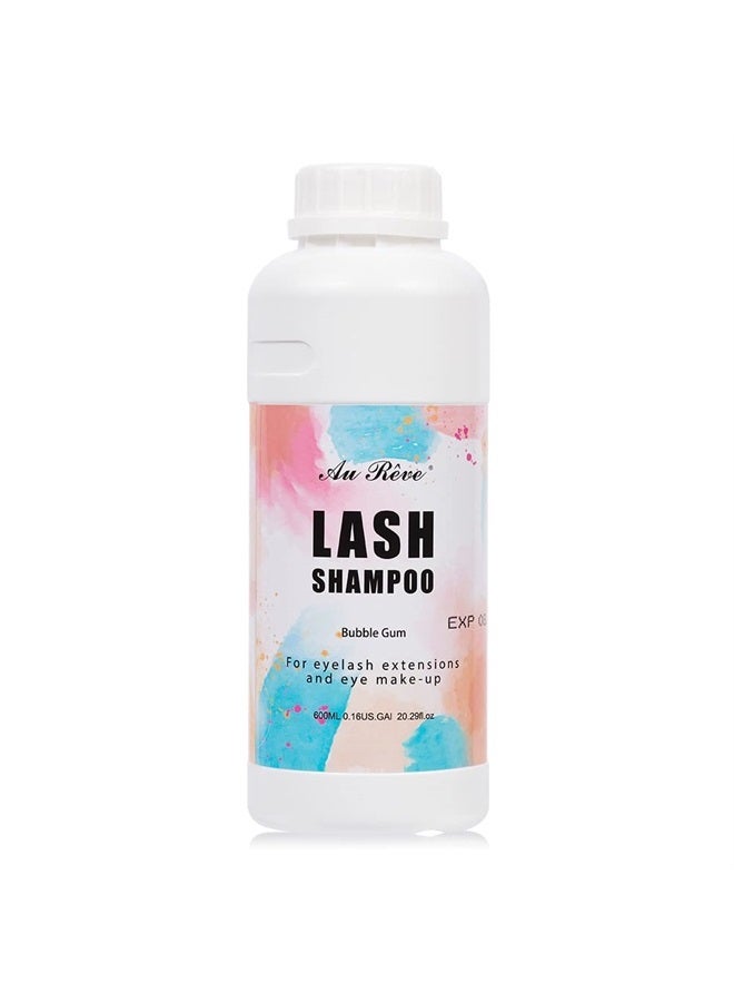 AuReve Eyelash Extension Cleanser Lash Shampoo Eyelash Extension Shampoo Lash Foam Cleanser Eyelid Cleanser for Makeup Remover Eyelash Care, Paraben & Sulfate Free for Salon and Home Use (Bubble Gum 600ml) - Image 1